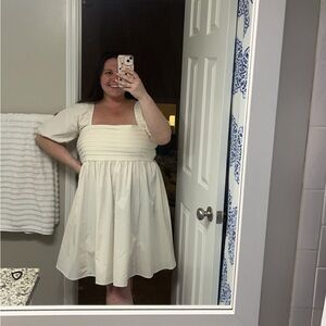 ARULA Cream Dress w/Puff Sleeves